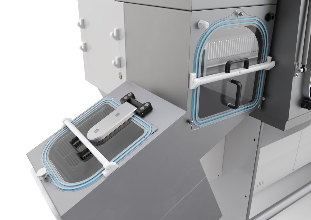Gassing isolator integrated waste chutes